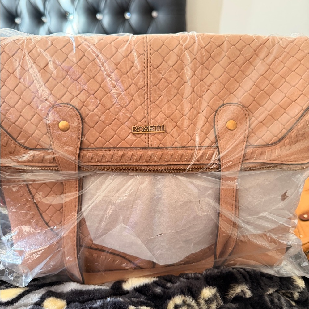 Rosetti Brown Woven Satchel
